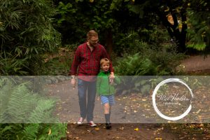 Family Photography Belfast, Father & Son walking in the forest